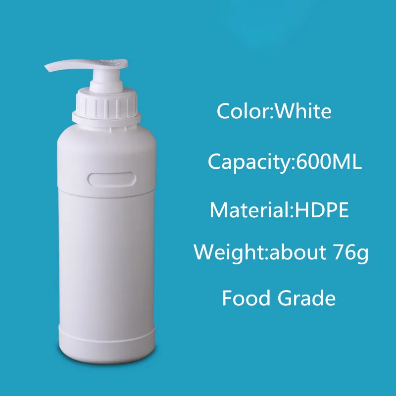 1 шт пустые пластиковые бутылки с насосом для мыла, шампуня, кондиционера, жидкого дозатора для ванной 250 мл, 500 мл, контейнер 1000 мл - Цвет: 600ML white