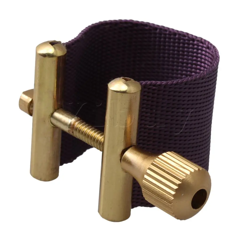 Yibuy 64x25,6 мм саксофон запасные части тенор саксофон мундштук ligature - Цвет: Purple and Golden