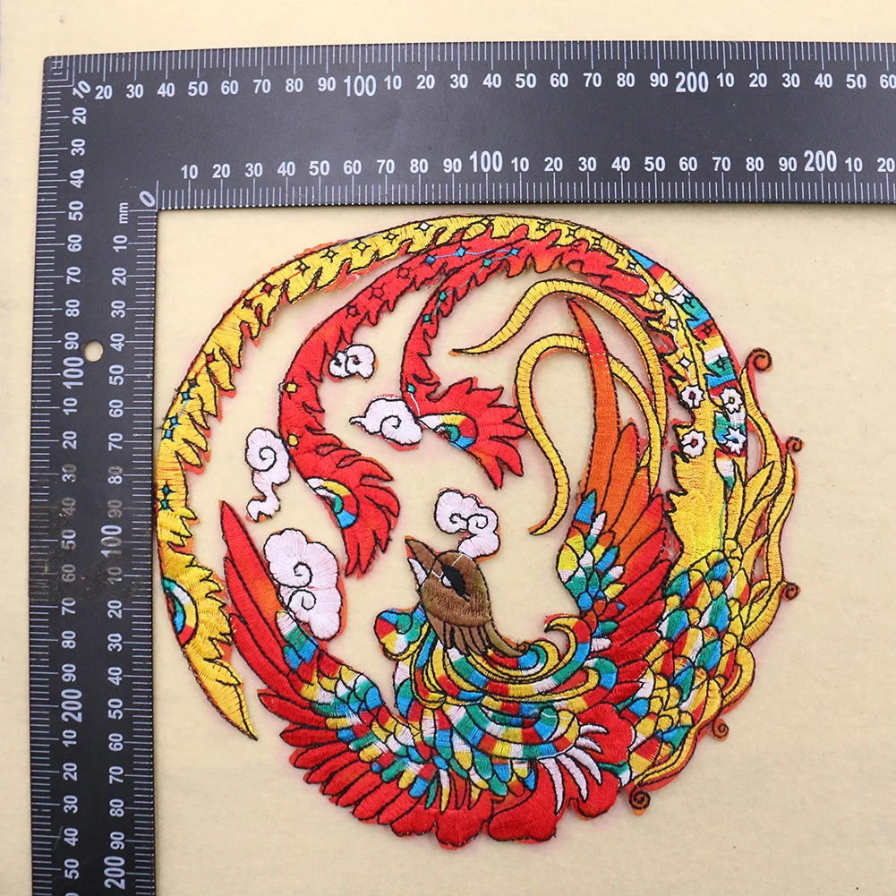 Большой нашивка Phoenix Высококачественная вышитая аппликация железная для одежды