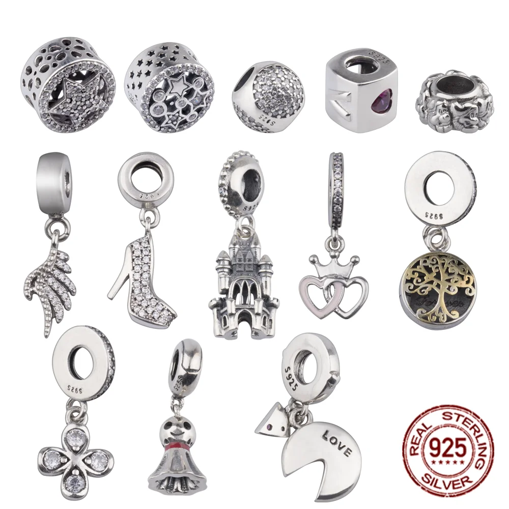 

100% S925 Серебряный браслет с пентаграммой, кулон Древо жизни, кулон на высоком каблуке, кулон любовь