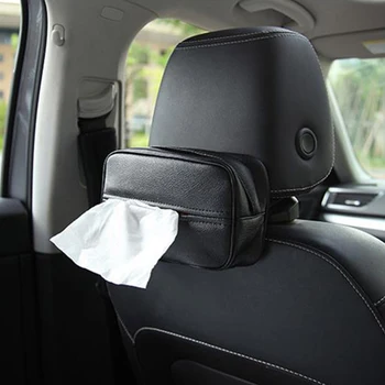 

1pc Black Car Tissue Box Pumping Paper Case Tissue Holder Auto Sun Visor Paper Organizer Napkin Container Car Accessories