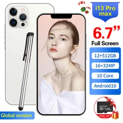 2022 New Global Version I13 Pro Max 6.7 Inch Full Screen Smartphone 12GB+512GB 32+50MP HD Camera 4G 5G Celular Android Unlocked