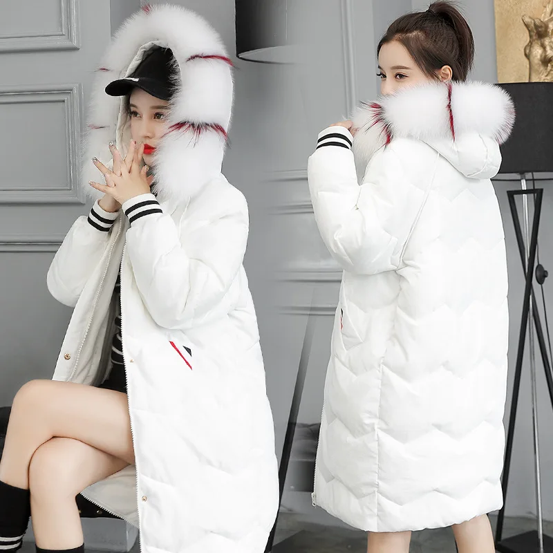 

Cotton-padded Clothes Women's Mid-length 2019 Winter New Style Korean-style Loose Fashion Splittable Fur Collar Elegant Coat Cot