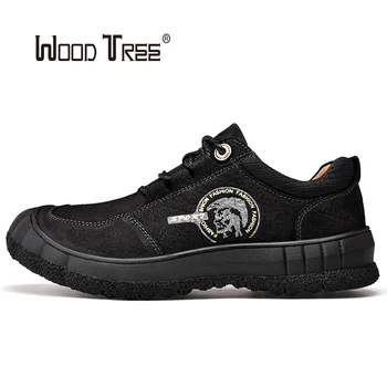 

WOODTREE Fashion Hot Sale Tactical Boots Men's Leather Outdoor Hiking Shoes Comfortable Rubber Men's Sneakers Mountain Hiking