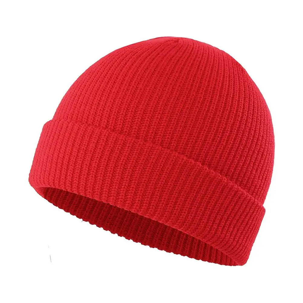 Winter Unisex Beanie Hat Knit Cuff Warm Hat Solid Color plain wool knitted hat for Outdoor Cycling fishing Sports Elastic Hats