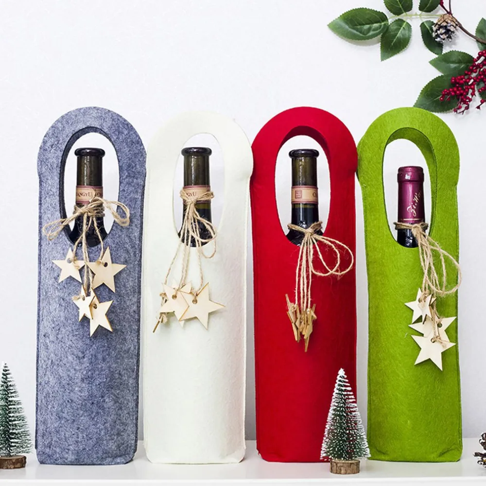 

2018 NEW christmas decorations Explosive Christmas Red Wine Bottle Set Felt Christmas Single Wine Bag Red Wine Gift Feltfor home