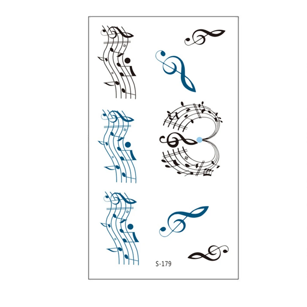1 Sheet Musical Note Removable Waterproof Arm Leg Body Art Temporary Tattoo Sticker Design Water Transfer Sticker