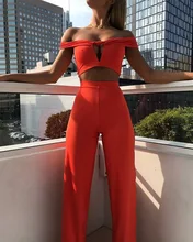 2021 Summer New Women's Wear, Open Back Lace Up, Straight Neck Strap, High Waist and Wide Leg Jumpsuit Two Piece Set 2020