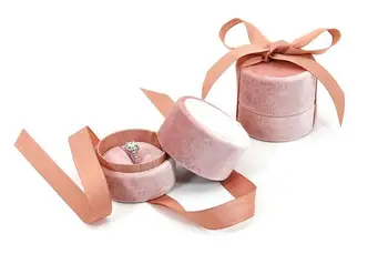 

10pcs/lot velvet Round Bowknot jewelry box for Wedding Engagement Ring Earrings Necklace Bracelet Jewelry Packaging Display