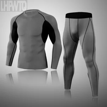 

Thermal underwear long johns men tracksuit outdoor sports fleece warm breathable elasticity quick-drying thermo tops pants set