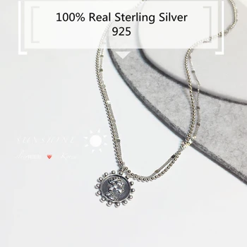 

Authentic 925 Sterling Silver Collares Collier Multilayer Necklace 2021 Extend Silver Double Layer Chains Handmade Silver Choker