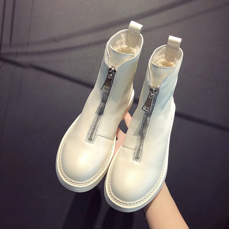 All-match Tide White England Short Boots Women's Boots Boots 2019 Handsome Boots