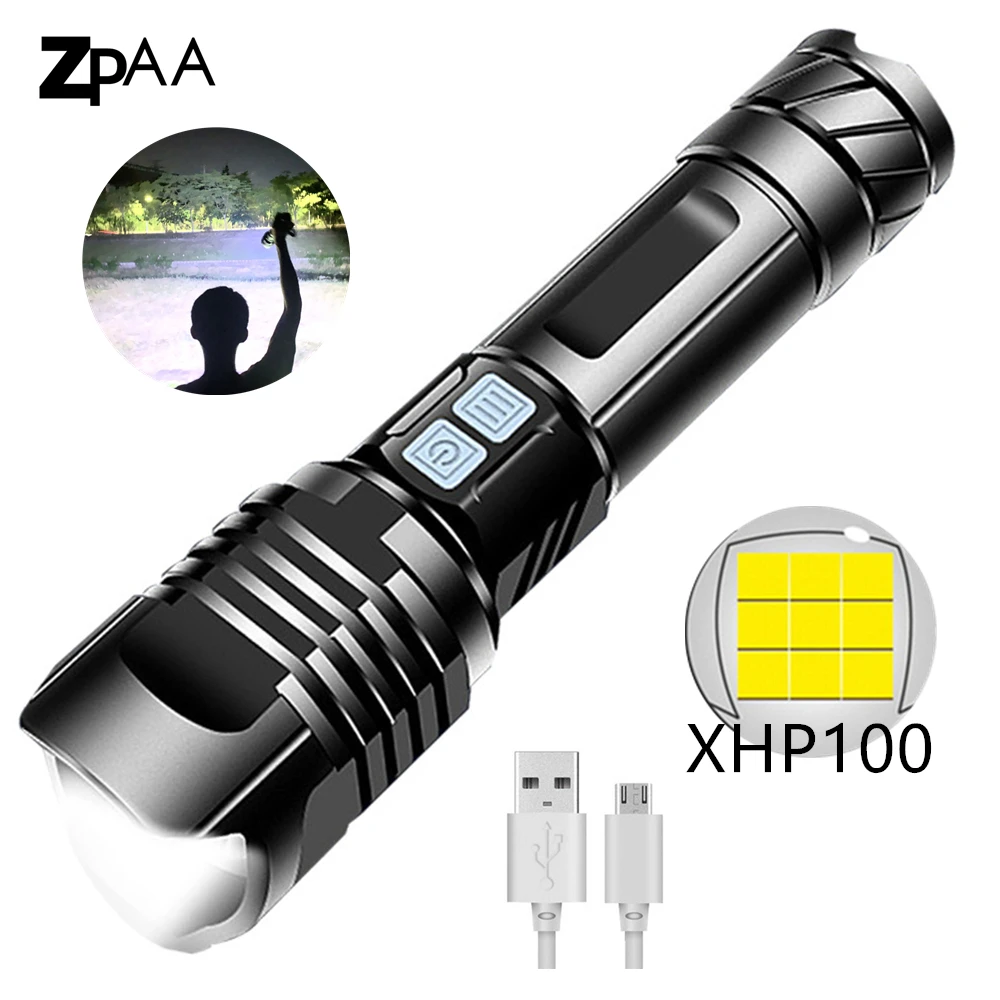 Super hell Taschenlampe LED XHP50 XHP70 USB Taktisches Fackel Batterie Zoom DE 