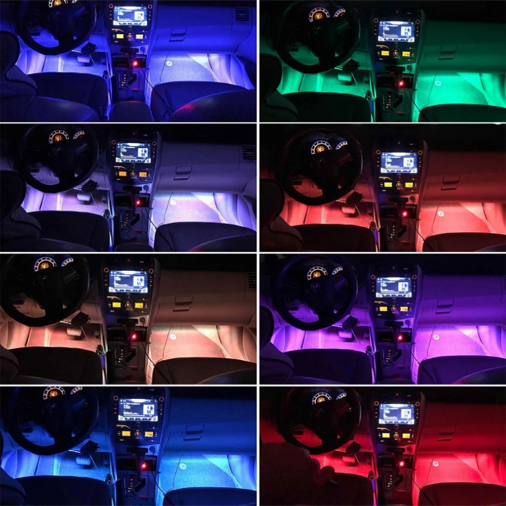 Светодиодная лента RGB для автомобиля 12 В светильник с музыкальным голосовым