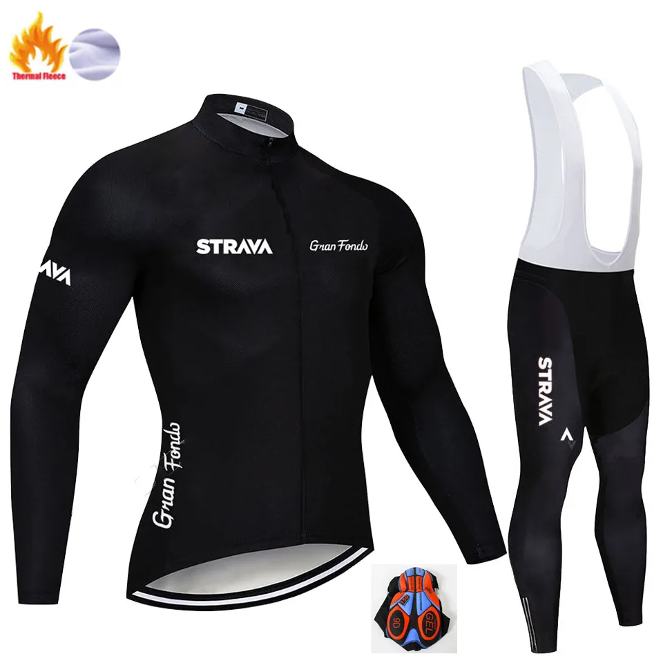 Strava, длинный рукав, Майо, Ropa Ciclismo Invierno, термо флис, велосипедная команда, Велоспорт, Джерси, набор, зима, MTB, одежда для велосипеда - Цвет: Winter Cycling Suit