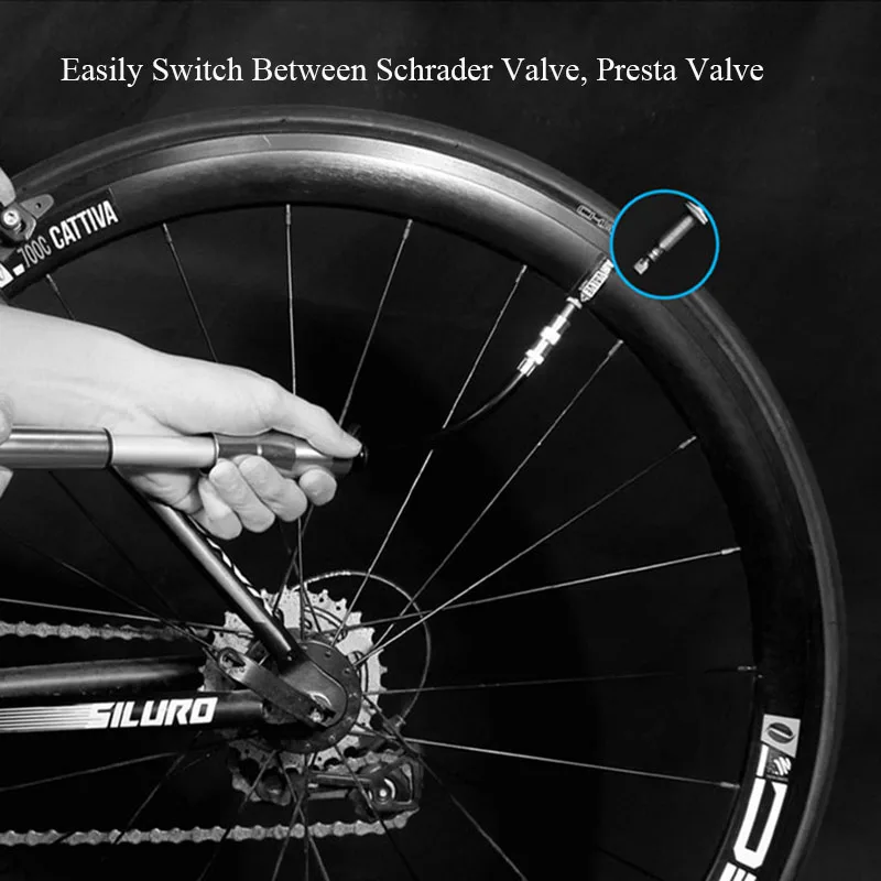 WILD MAN Retractable Portable Bicycle Tire Pump Light Aluminum Alloy Bike Pump Inflator Ball Pump 120 Psi Bike Accessories - Image 6