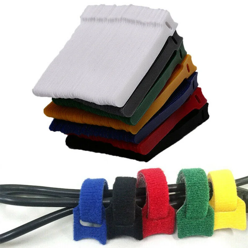 

50pcs Reusable Nylon Strap Cable Ties Hook and Loop Cables Tie Sticky Straps Computer Cable Cord Tape Winder Wire Tidy Organizer