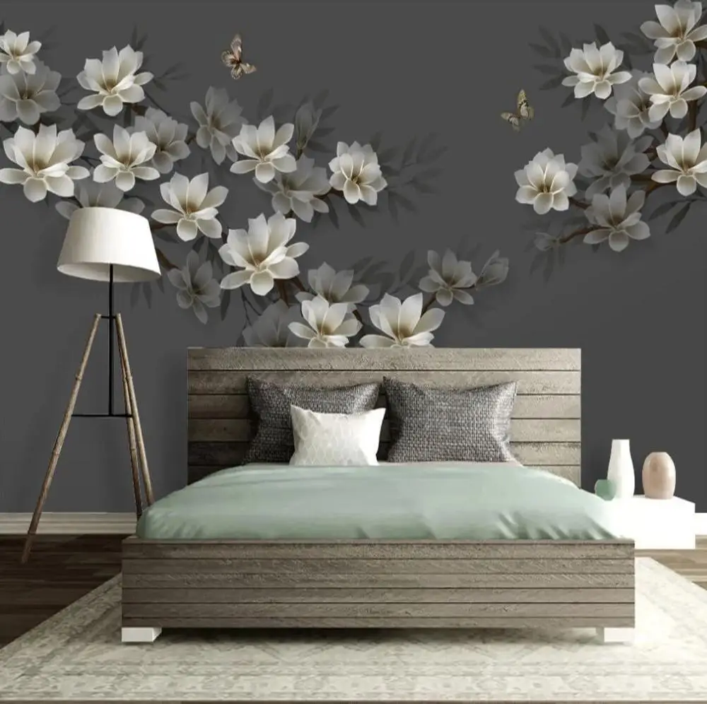 Фотообои на заказ 3D Ручная роспись цветы и птицы красивый фон для гостиной дивана