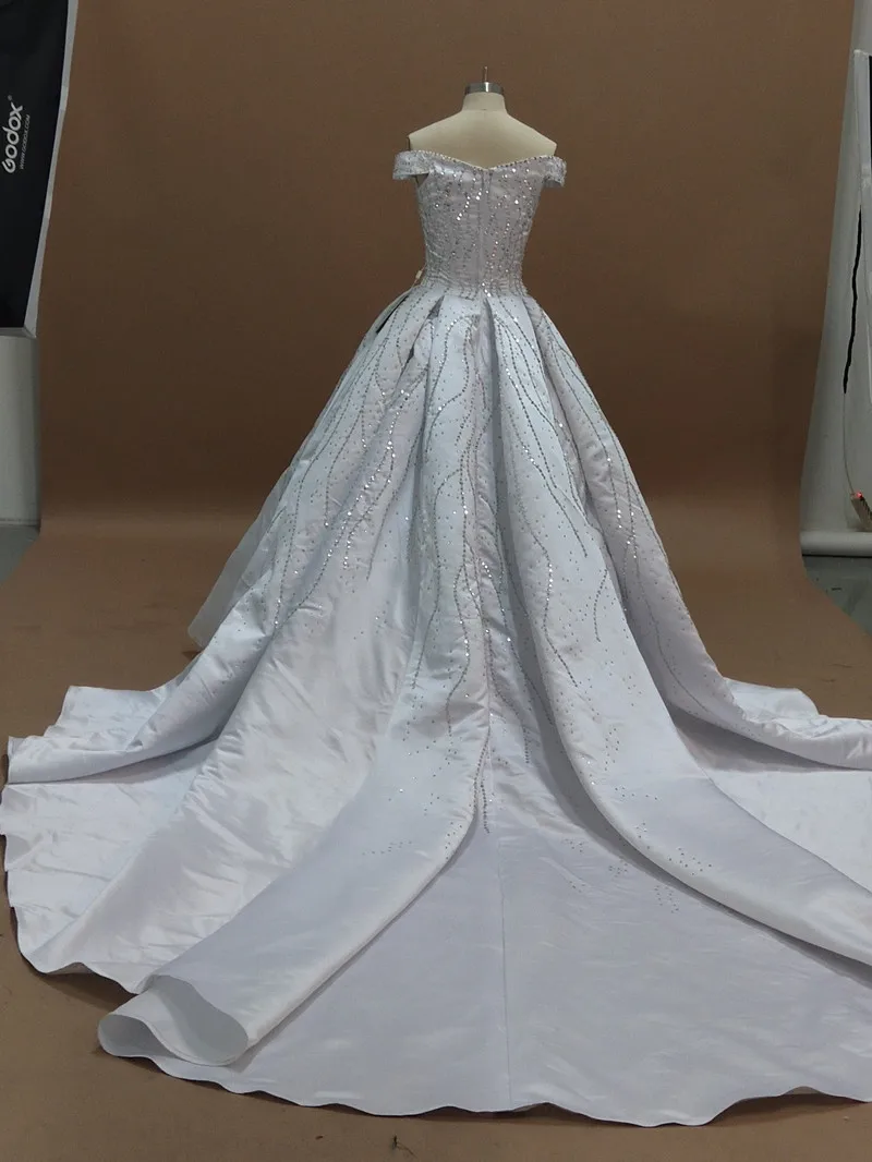 Роскошные Соборные поезд бальное платье Свадебные платья Robe De Mariee великолепные Кристаллы Свадебные платья с бусинами Vestido De Noiva