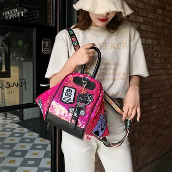 

2020 new shoulder bag women's bag single shoulder sequin fashion travel backpack versatile large capacity dual-use bag