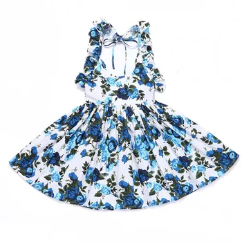 

Baby Girls Dress Brand Summer Beach Style Floral Print Party Backless Dresses For Girls Vintage Toddler Girl Clothing 1-9Yrs