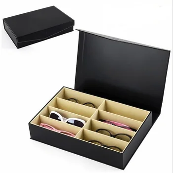 

Sunglass Eyewear Collector Storage Box 8 Grids Organizer PU Leather Display Case