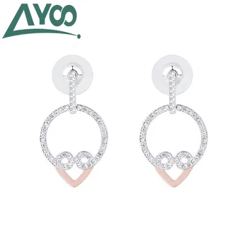 

AYOO High Quality SWA Fashion Charm Chic Heart Shape Romantic Fashion Earrings Women Free Shipping
