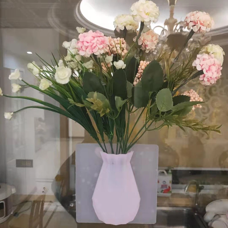 

Silicone Sticky Vase Wall Stick Flower Pot Magic Flower Plant Vases Flower Container for Home Offices Wall Decorations Wall Vase