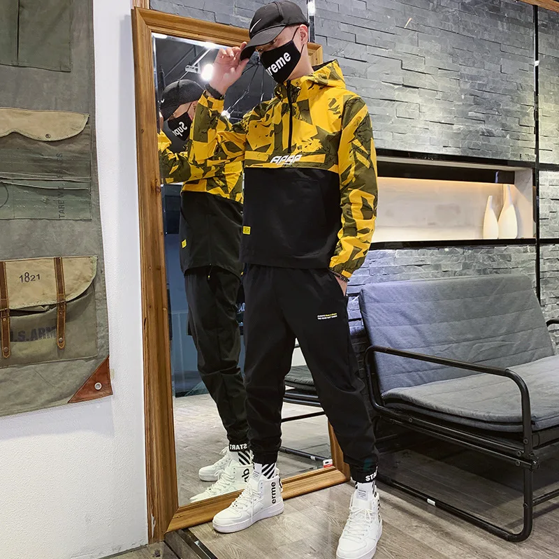 

Autumn Fashion-Hooded Jacket Coat Men Camouflage Workwear Sports Leisure Suit INS