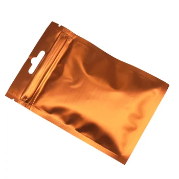 

9x15cm Matte Surface Food Package Bag Orange Top Zip Lock Aluminum Foil Packaging Storage Clear Front Plastic Vacuum Pouch