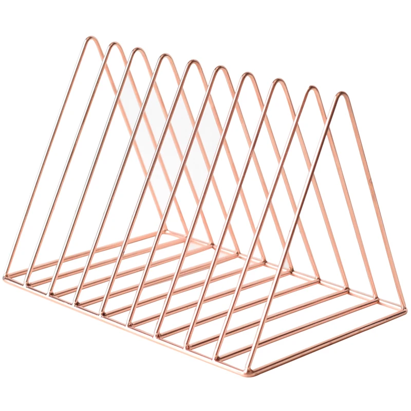 

Bookshelf iron Geometry Newspapers and Magazines Storage Rack Home Decor Shelf - Rose gold