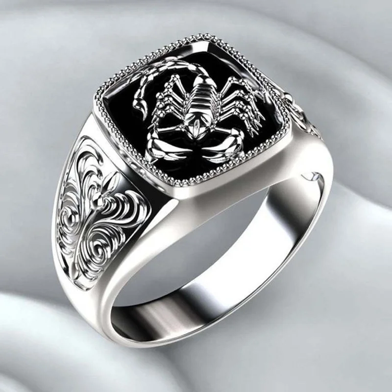 2021 New Creative Scorpio Embossed Top Goth Punk Men's Ring Retro Personality Scorpion Pattern Anniversary Jewelry Gift | Украшения и