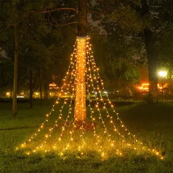 Solar Energy LED Five-Pointed Star Lights 9 Trailing Waterfall Meteor Lights Outdoor Garden Holiday Decoration Christmas Gift