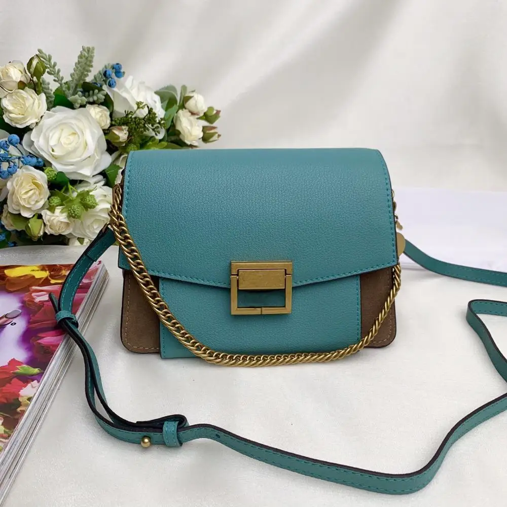Light Blue Модная женская сумка с клапаном в виде сердца, сумка на плечо из коровьей кожи, женская сумка через плечо с цепочкой, Сумка с металлическим украшением, сумка-тоут, сумочка, Femme Mujer - Цвет: Light Blue