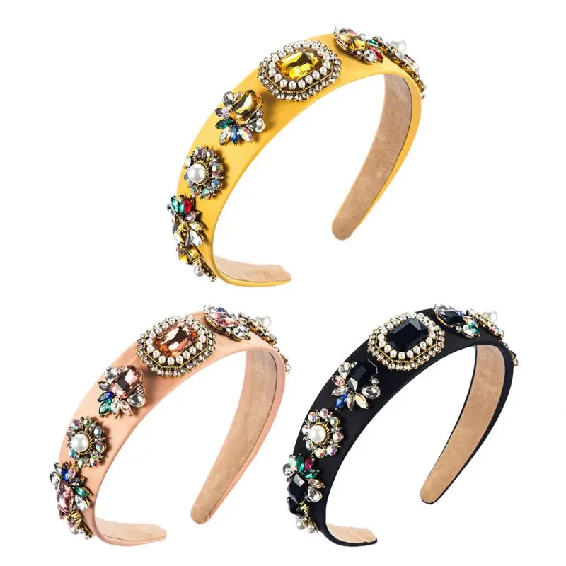 

Vintage Fashion Women Wide Head Hoop Baroque Luxury Bride Tiara Queen Headband T4MD