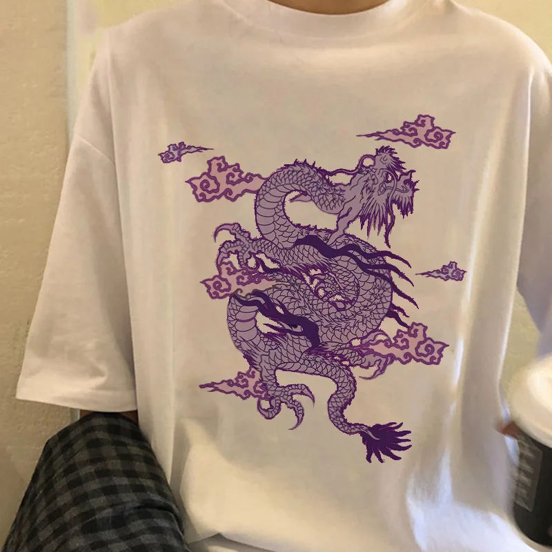 Streetwear tops women's T-shirt ulzzang Harajuku vintage Chinese dragon print T-shirt summer new Oversize loose casual women