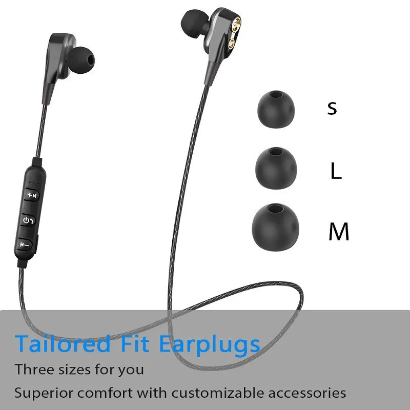 S10 Bluetooth наушники 5,0 IPX5 Водонепроницаемая гарнитура с микрофоном тяжелый бас двойные динамические Беспроводные спортивные наушники для Android ios