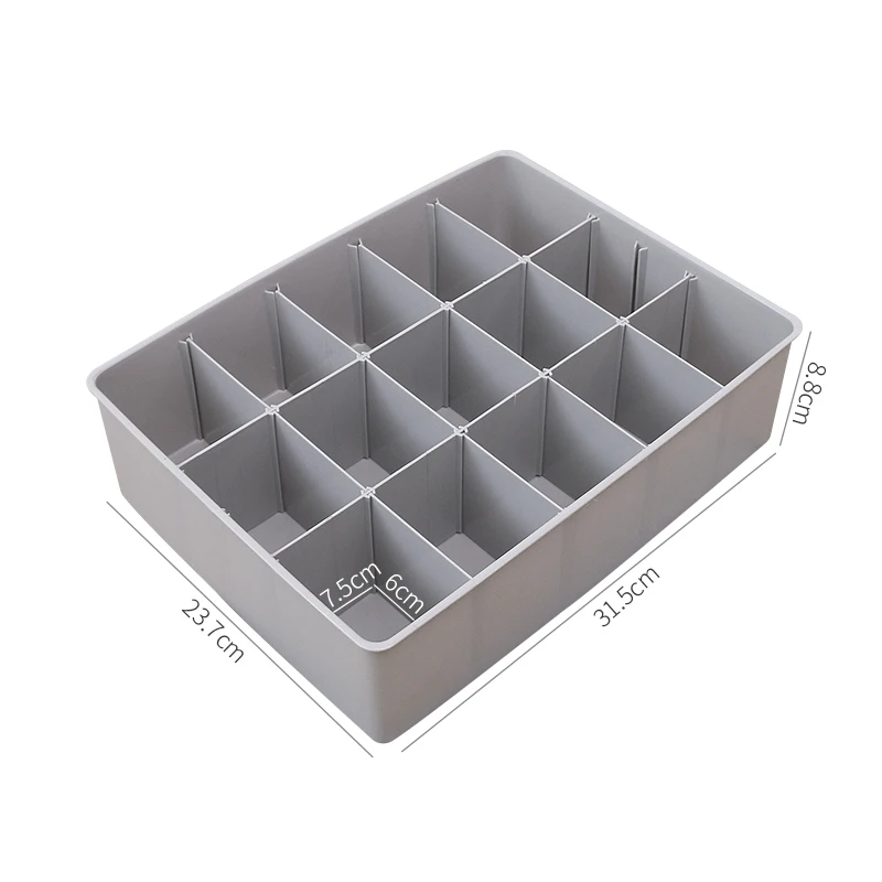 15grid-with lid-gray BNBS шкаф нижнее белье Органайзер для хранения бюстгальтера Одежда коробки пластиковые разделители для ящиков гардероб организации разделители для хранения - Цвет: 15grid-with lid-gray