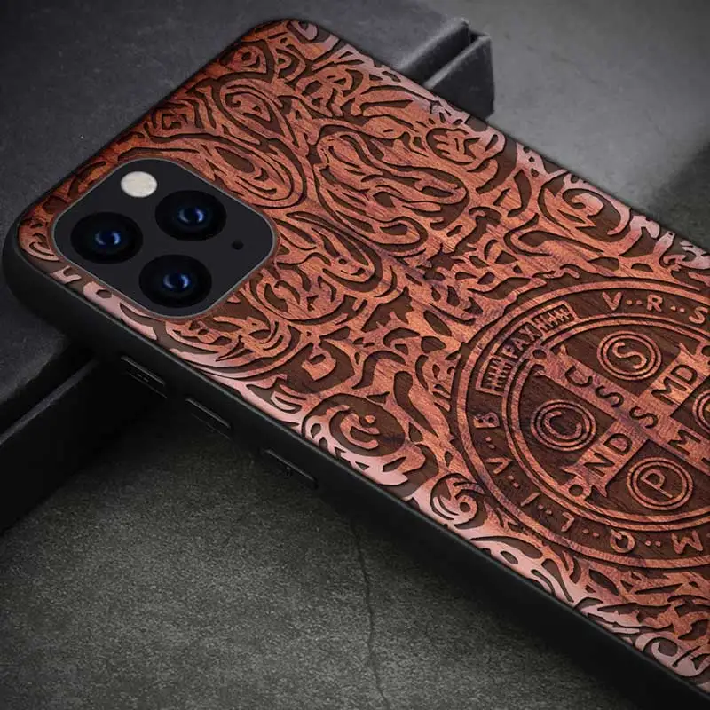 Чехол для телефона iPhone 11 12 Pro Max Оригинальный Деревянный чехол Boogic из ТПУ XR X XS 8 7 plus
