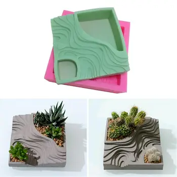 

DIY Succulent Plant Flower Pot Silicone Mold Gypsum Cement Fleshy Flower Bonsai Ashtray Candle Holder Mould Random Color