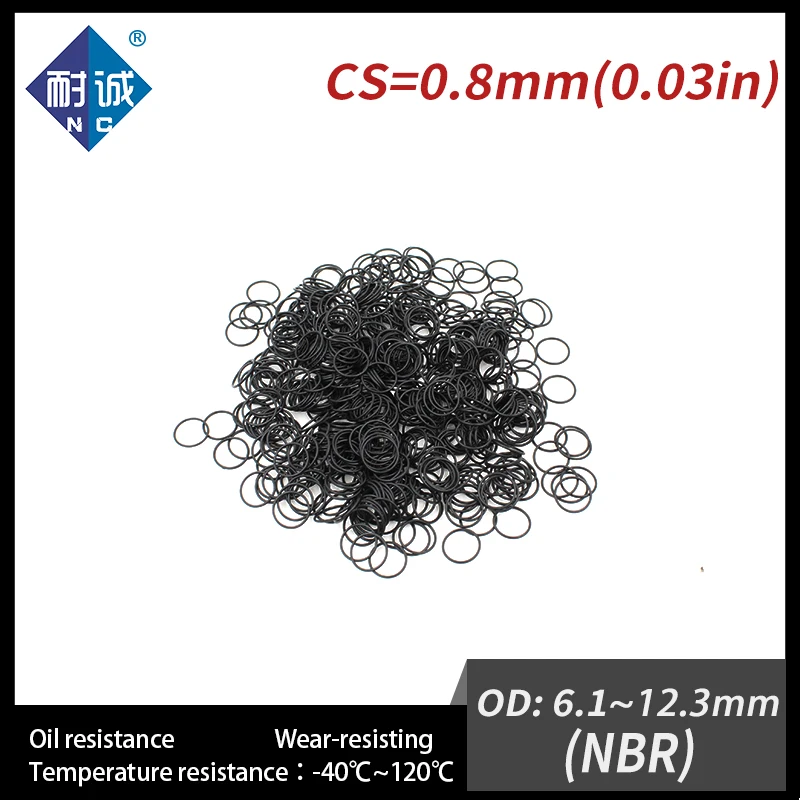 니트릴 고무 블랙 NBR CS0.8mm O링 개스킷, 내유성 방수 O링, O링, 10 개/Lo, OD6.1/6.6/8/8.25/8.6/9.5/11.8/12.3mm