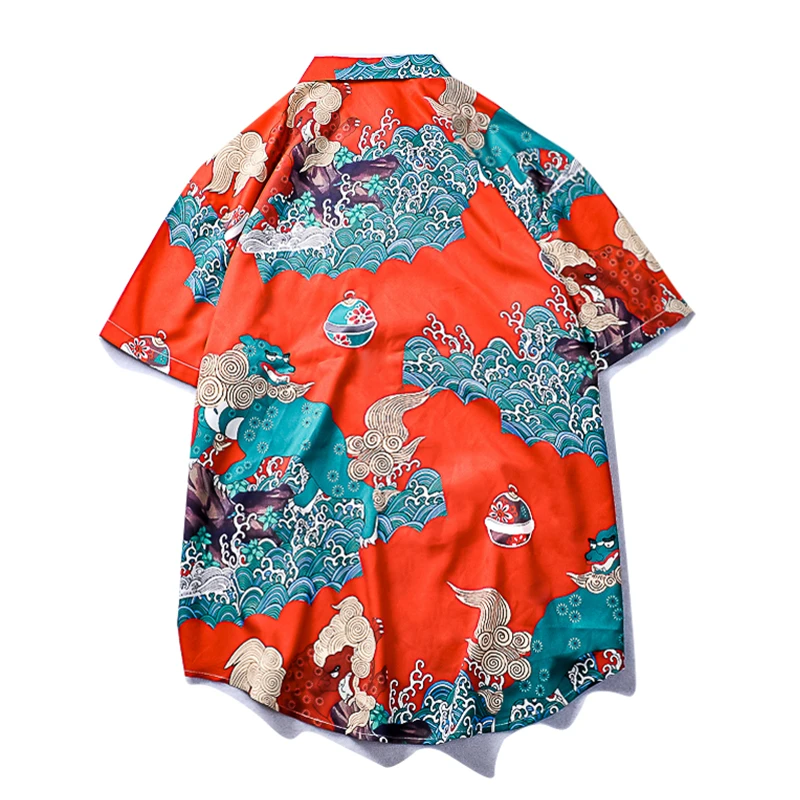 2019 Summer Men Chinese Tradit Printed Men's Shirt Hip Hop Shirts  Short Sleeve Men Red Shirt Male 2019 Summer Men Chinese Tradit Printed Men's Shirt Hip Hop Shirts  Short Sleeve Men Red Shirt Male