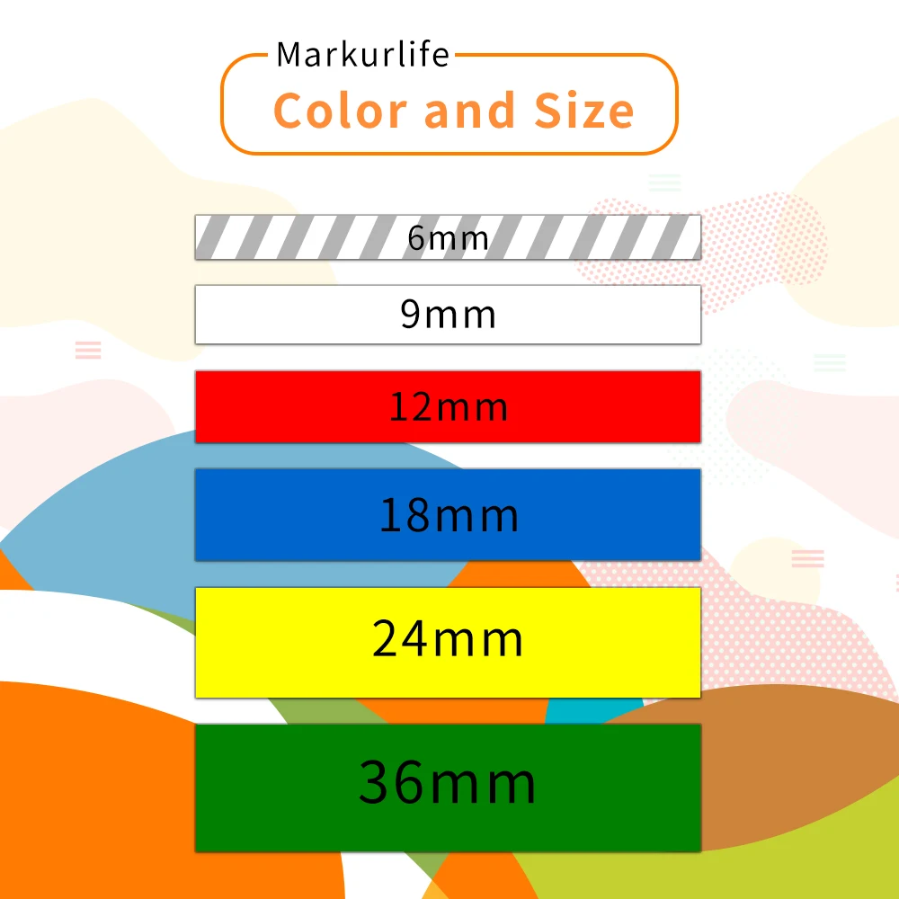 Markurlife 10pcs TZ-231 6/9/12mm tz431 tz631 tz131 tz221 tz211 프린터 리본 호환 라벨 테이프