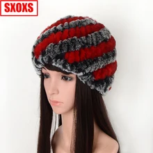 Лидер продаж, женская зимняя шапка из натурального меха кролика рекс для девочек, мех кролика Рекс, теплая шапка, вязаная шапка из настоящего меха