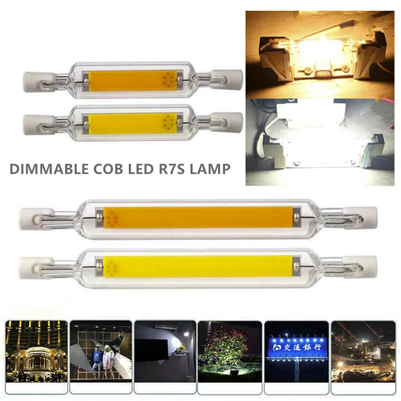 R7S Dimmable COB LED Lamp Bulb Glass Tube for Replace Halogen Light Spot Light 78mm 118mm AC110V 230V 6W 10W Energy Saving 2
