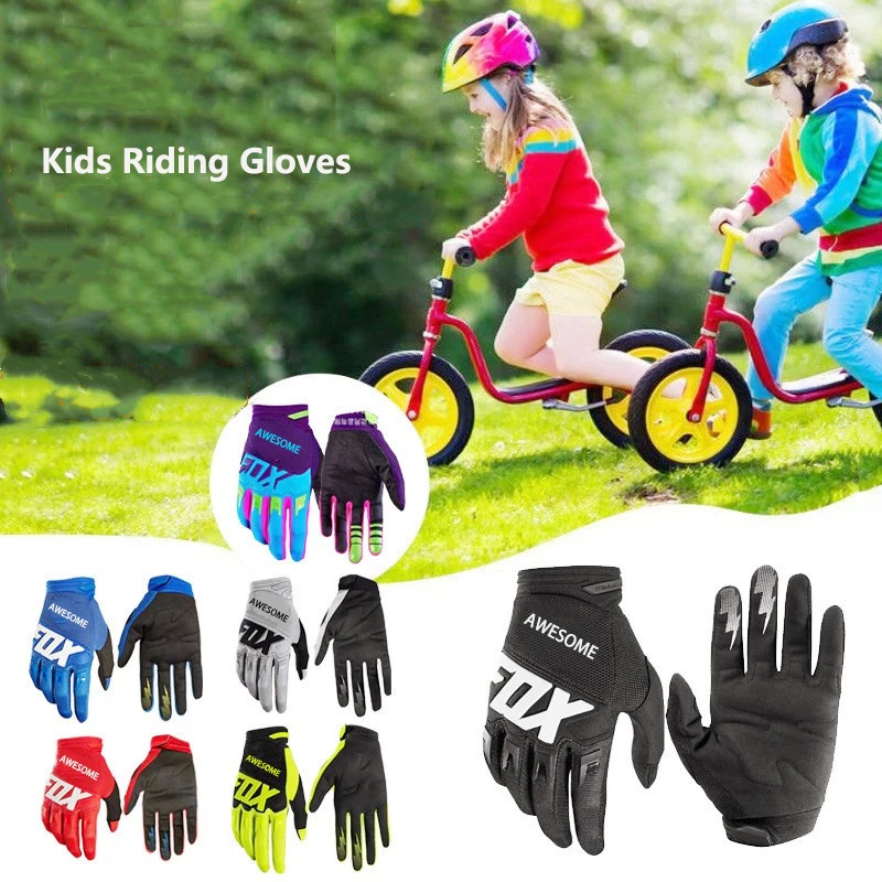 6-12 Year Kids Cycling Gloves MTB ATV Off Road Sports Full Finger Motocross Downhill Motorcycle Child Riding Bike Glove | Спорт и