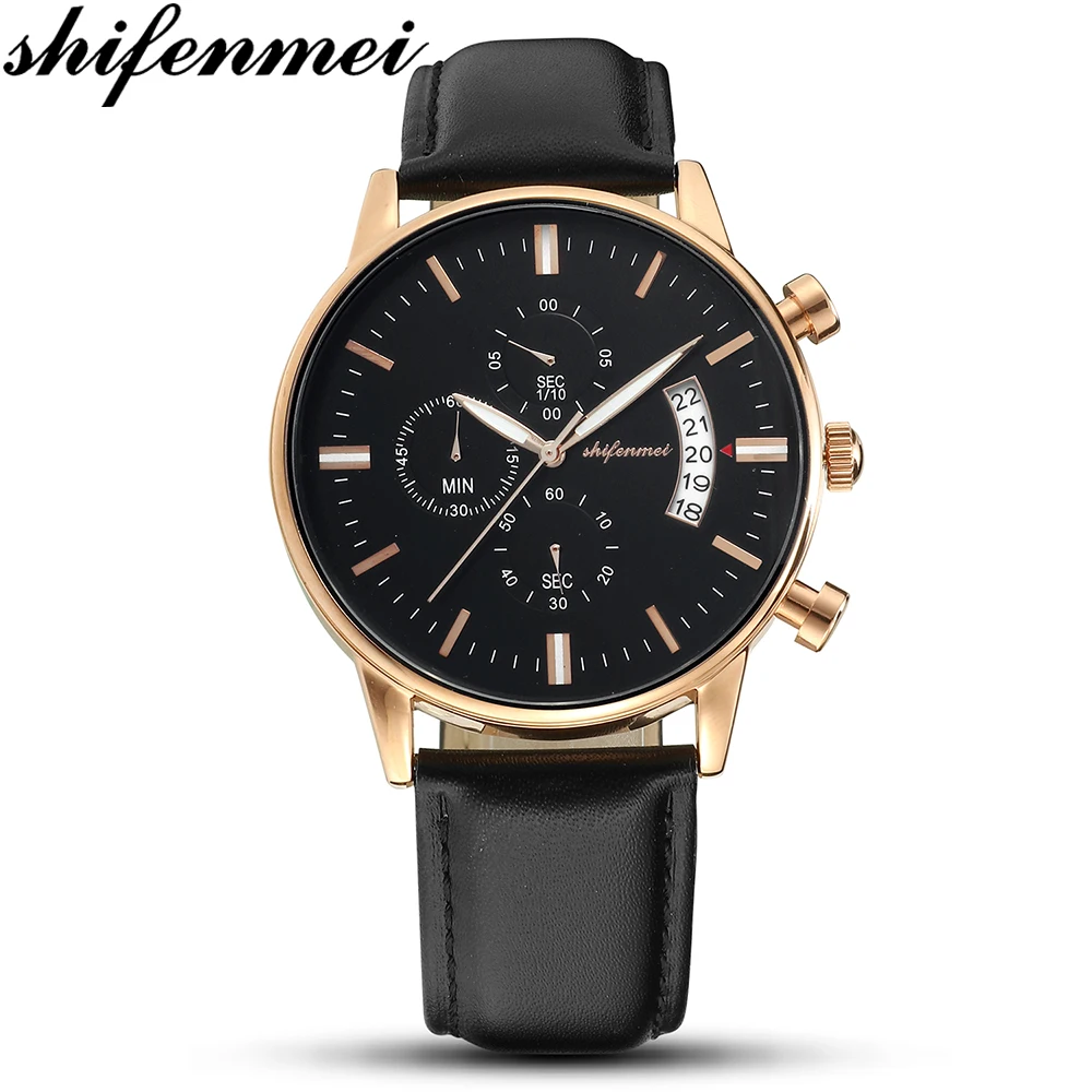 

shifenmei S1082L Retro Design Watch Leather Band men Dress Watch 2019 Business Leather Wristwatch Gift Relogio Masculino