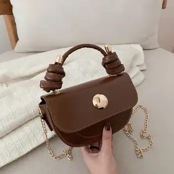 

Women Circle Shoulder Bags 2020 New Designer Crossbody Bag PU Leather Chain Bags Ladies Half Moon Travel Totes Bag