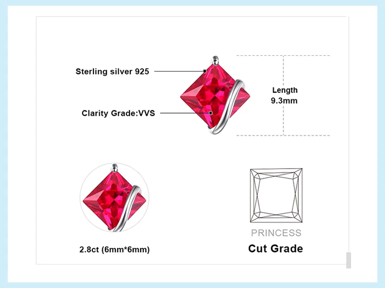 gucci earrings JewelryPalace Square Created Red Ruby 925 Sterling Silver Stud Earrings for Women Fashion Jewelry Gemstone Silver Earrings nose pin