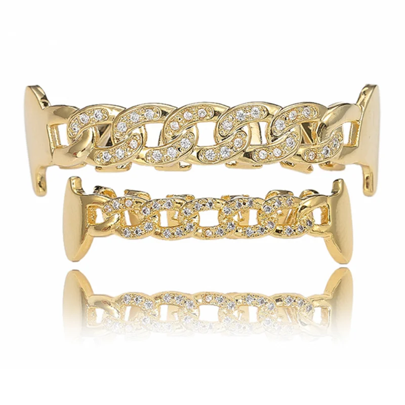 

Hip Hop Cubic Zircon Teeth Grillz Hollow Out ShinyTop Bottom Grills Dental Mouth Punk Tooth Caps Rapper Jewelry